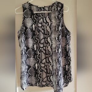 Loveappella Black and White Snake Print Top